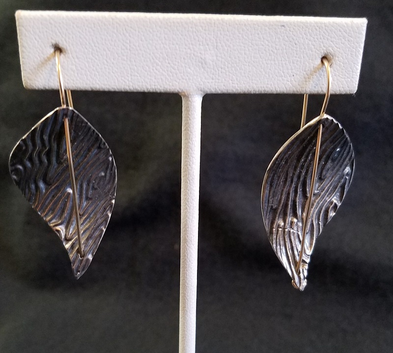 Leaves and gold wires earrings (GT1415) by Gabrielle Taylor