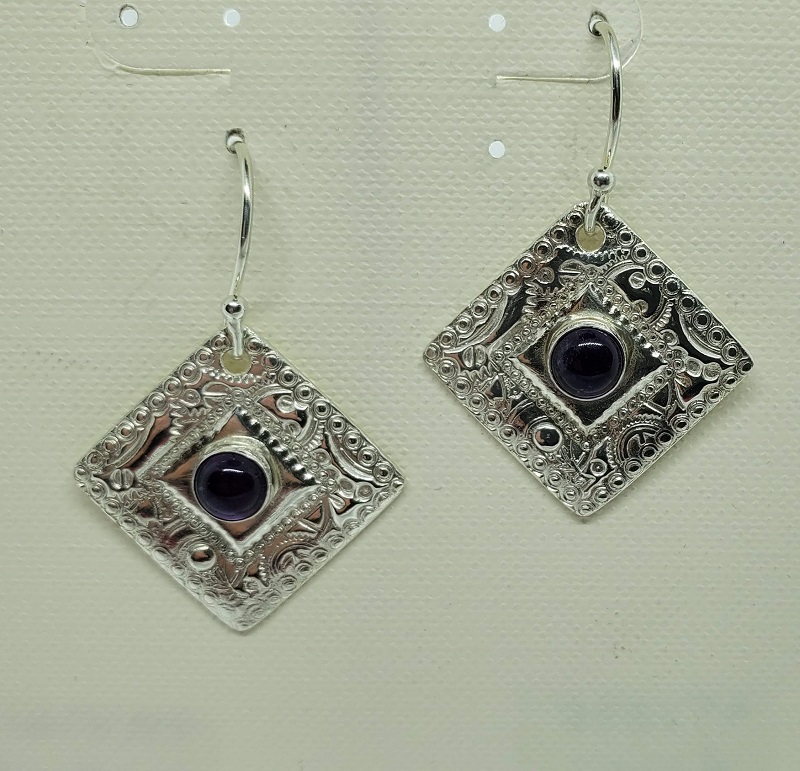 Steampunk squares with Amethyst earrings (GT1395) by Gabrielle Taylor