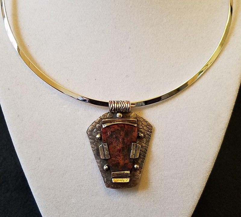 Copper poly clay medieval pendant (GT1559) by Gabrielle Taylor
