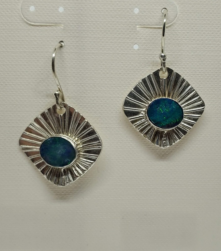 Opal ovals in square earrings (GT1586) by Gabrielle Taylor