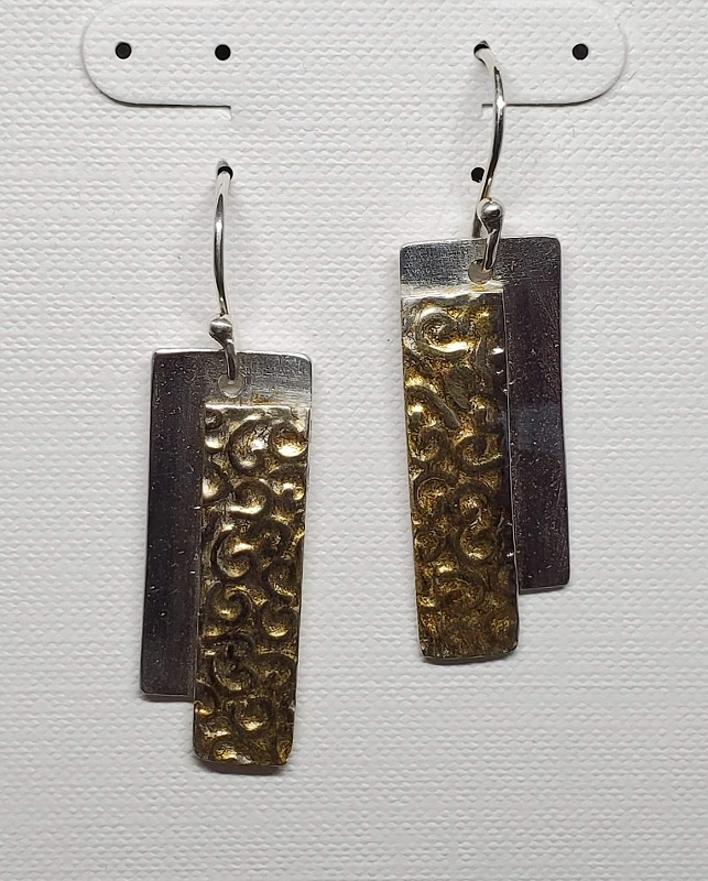 Long rectangle earrings with 24K gold (GT1601) by Gabrielle Taylor