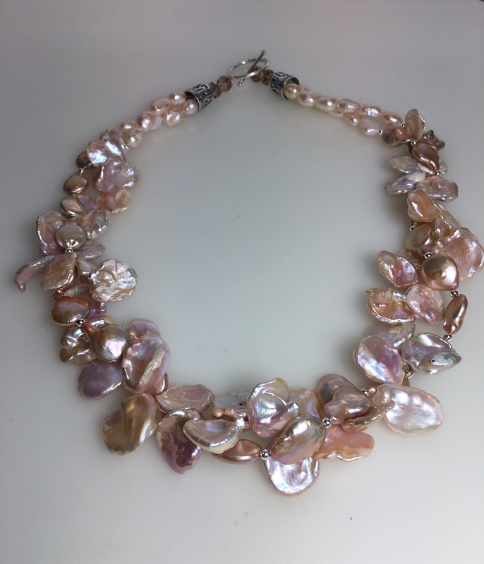2-strand large pink-champagne Pearls necklace (GT1616) by Gabrielle Taylor