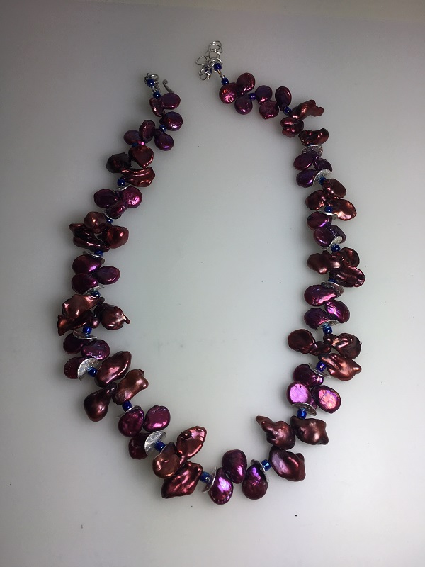 Brown-fuchsia Pearls necklace (GT1614) by Gabrielle Taylor