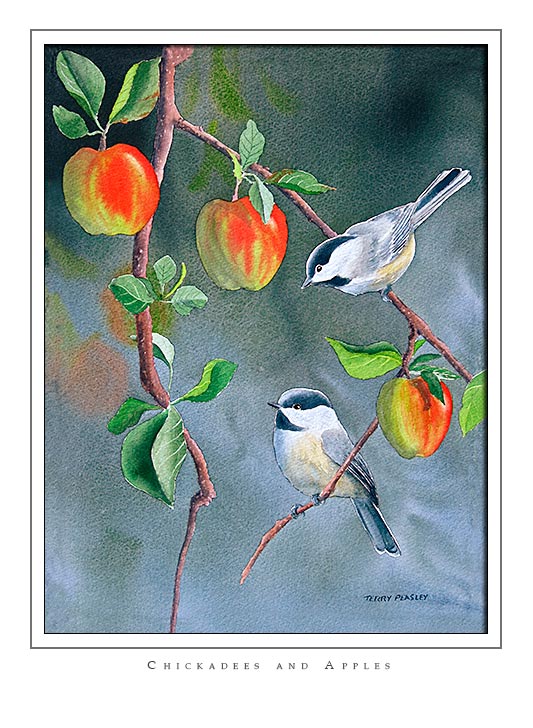 Chickadees and Apples by Terry Peasley