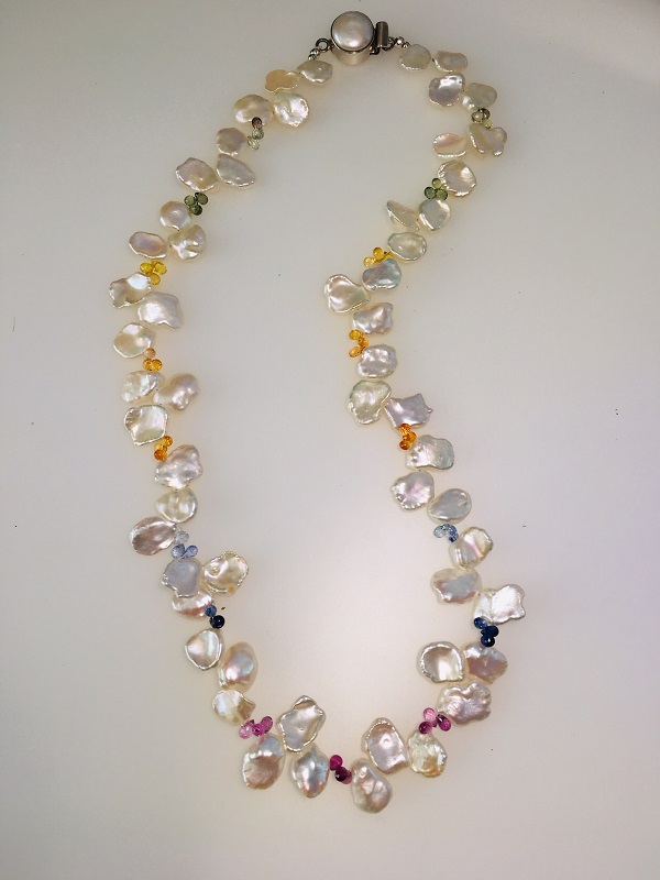 Pearl and Sapphire necklace - 22ct sapp (GT1473) by Gabrielle Taylor