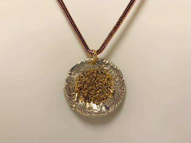 Branches pattern with gold stamen on copper (GT1647) by Gabrielle Taylor
