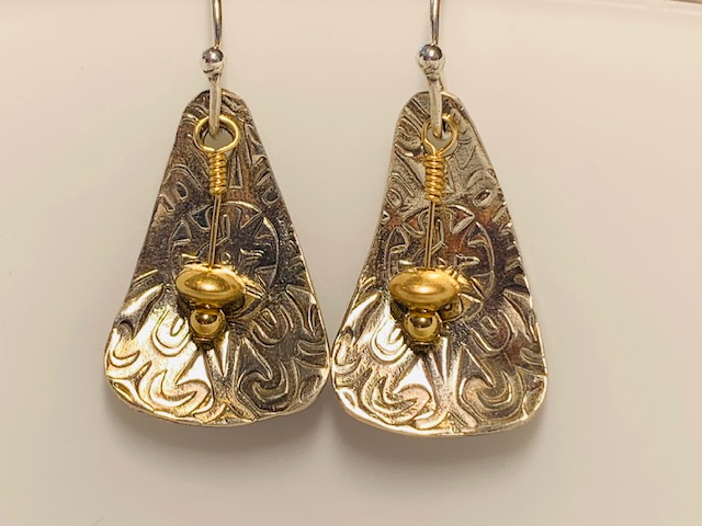 Concave drop ears with gold beads (GT1653) by Gabrielle Taylor