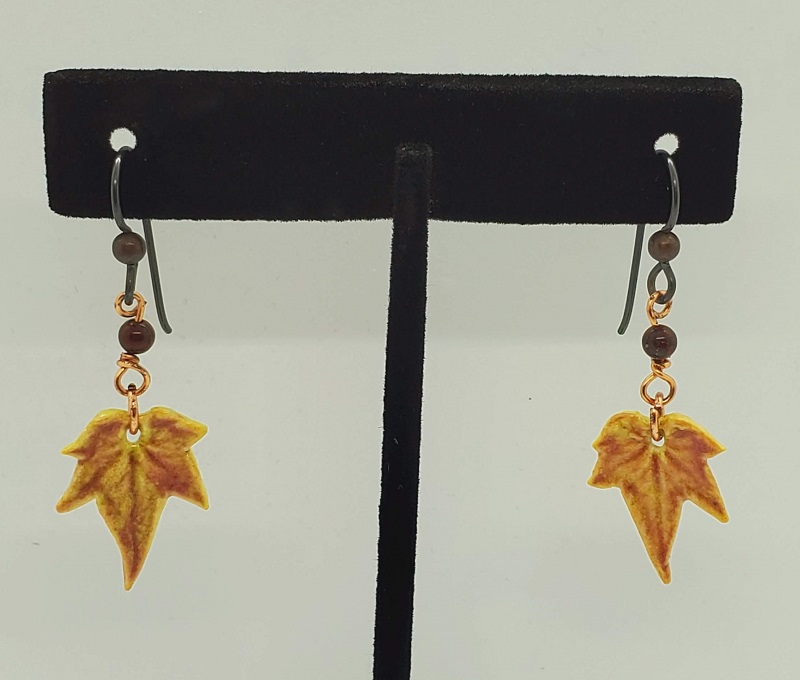 Earrings - Porcelain and Mahogany Obsidian (BJ115) by B.J.B. Hickerson
