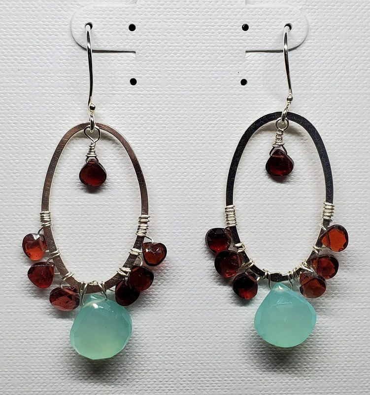 Chalcedony and Mozambique Garnet earrings (GT1700) by Gabrielle Taylor