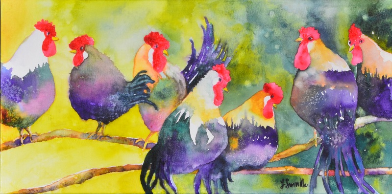 Roosting Roosters by Linda Swindle