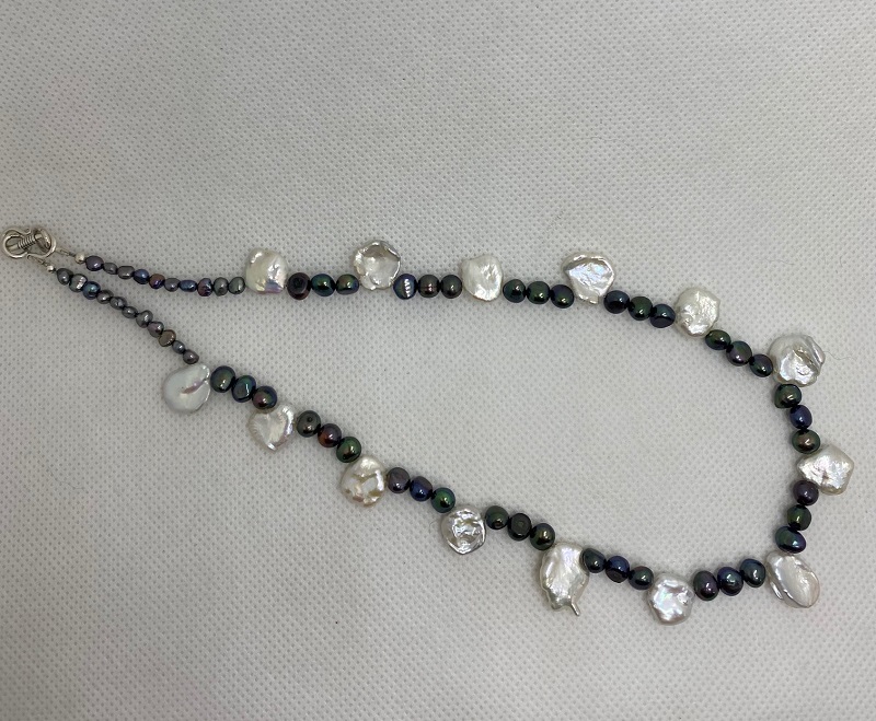 Pearl Power Necklace white and forest color small pearls inspired by Kamala Harris by Lori Schanche