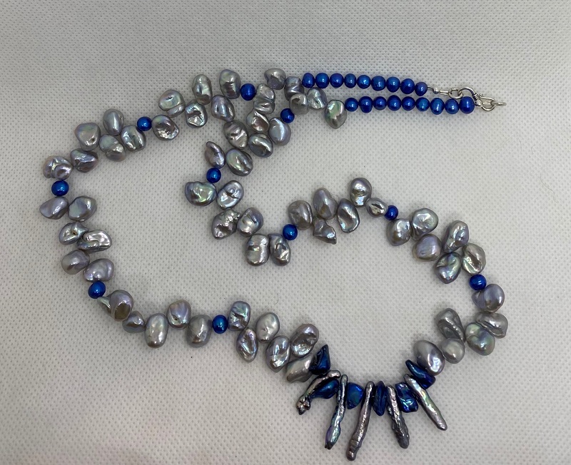 Grey and Blue Power Necklace inspired by Kamala Harris by Lori Schanche