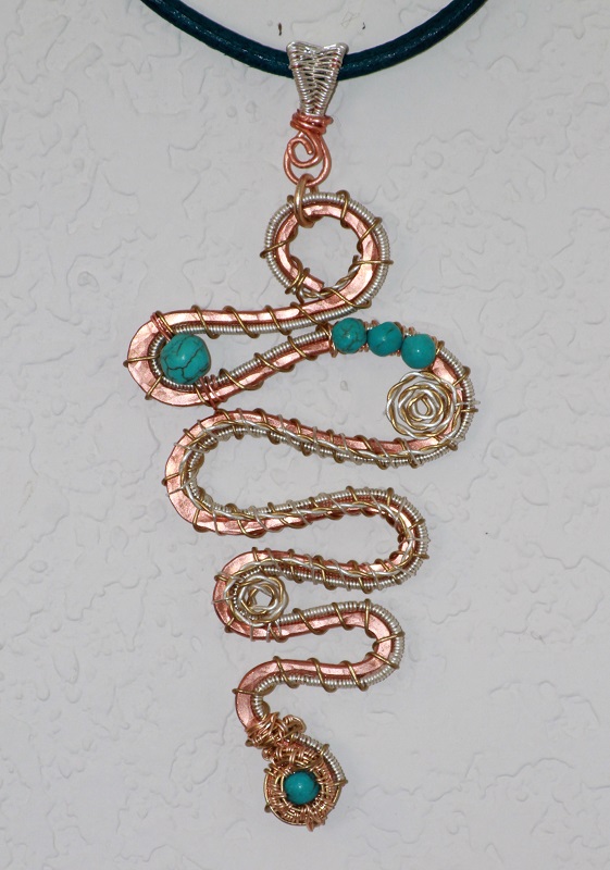 Necklace - Turquoise, Copper and Silver (BJ232) by B.J.B. Hickerson