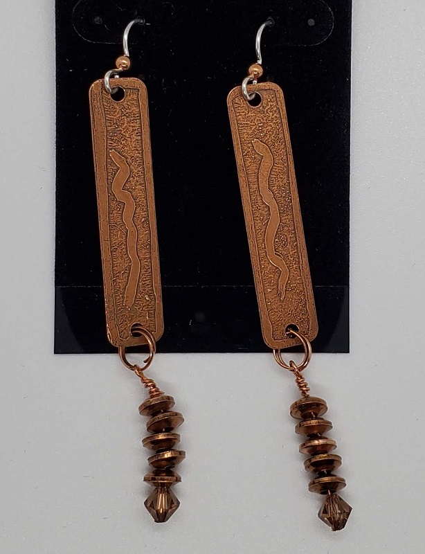 Earrings - Copper Strip and Copper Disc (1120-3-8) by Gerry and Melissa Rasch, GMR Creates
