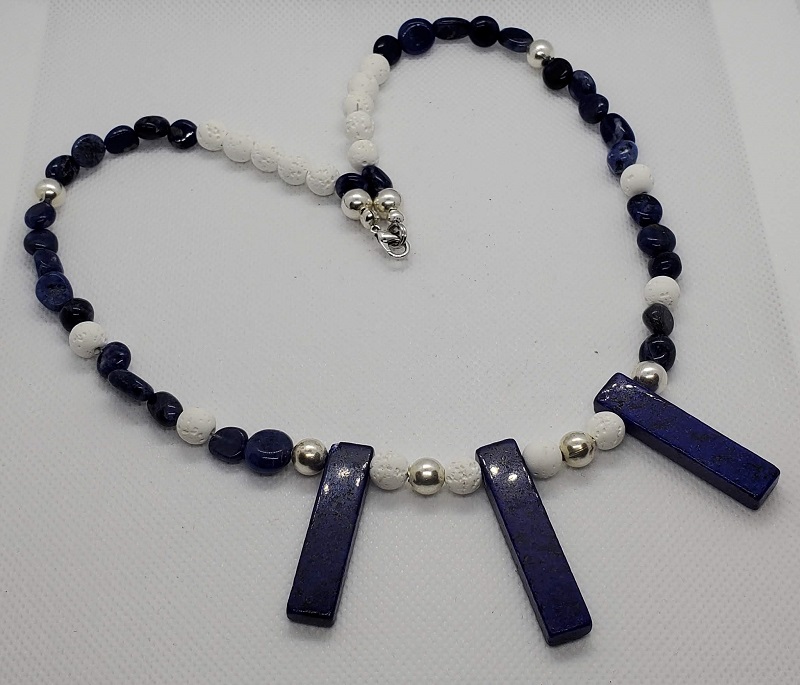 Necklace - Lapis & Pumice (221-12-159) by Gerry and Melissa Rasch, GMR Creates