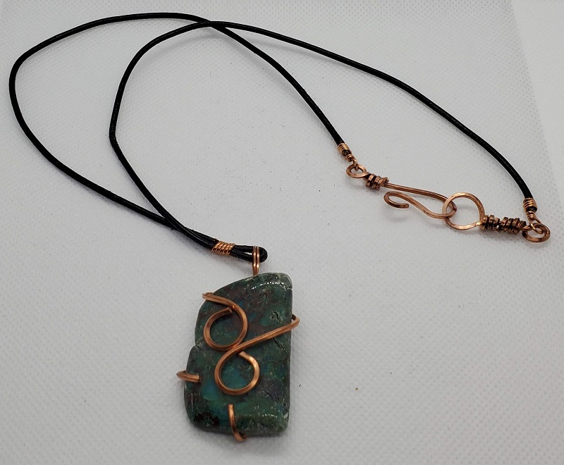 Necklace - Copper silicate wrapped with copper wire (310-2-204) by Gerry and Melissa Rasch, GMR Creates