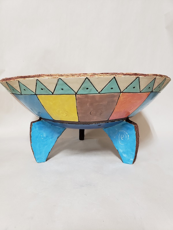 Three-Legged Bowl Pink Explosion by Kelly and Pamela Donaldson, Cross Creek Clay