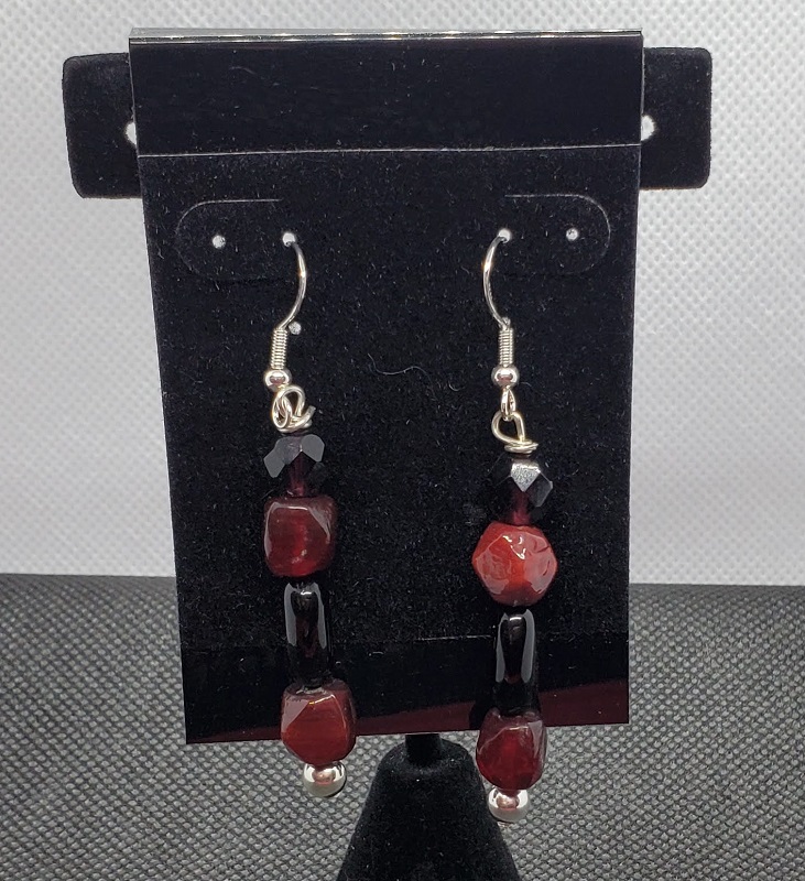 Earrings - Black and Red Glass by Gerry and Melissa Rasch, GMR Creates