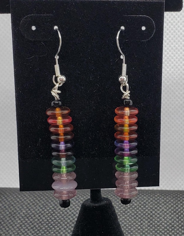 Earrings - Colorful Disc-Stacked Glass Beads by Gerry and Melissa Rasch, GMR Creates