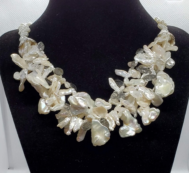 White Pearls with Rutilated Quartz necklace by Gabrielle Taylor