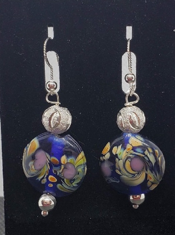 Earrings - Blue Hand-Blown Glass by Gerry and Melissa Rasch, GMR Creates