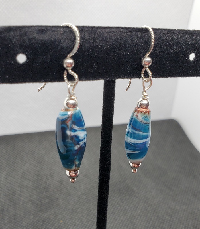 Earrings - Blue Swirl by Gerry and Melissa Rasch, GMR Creates
