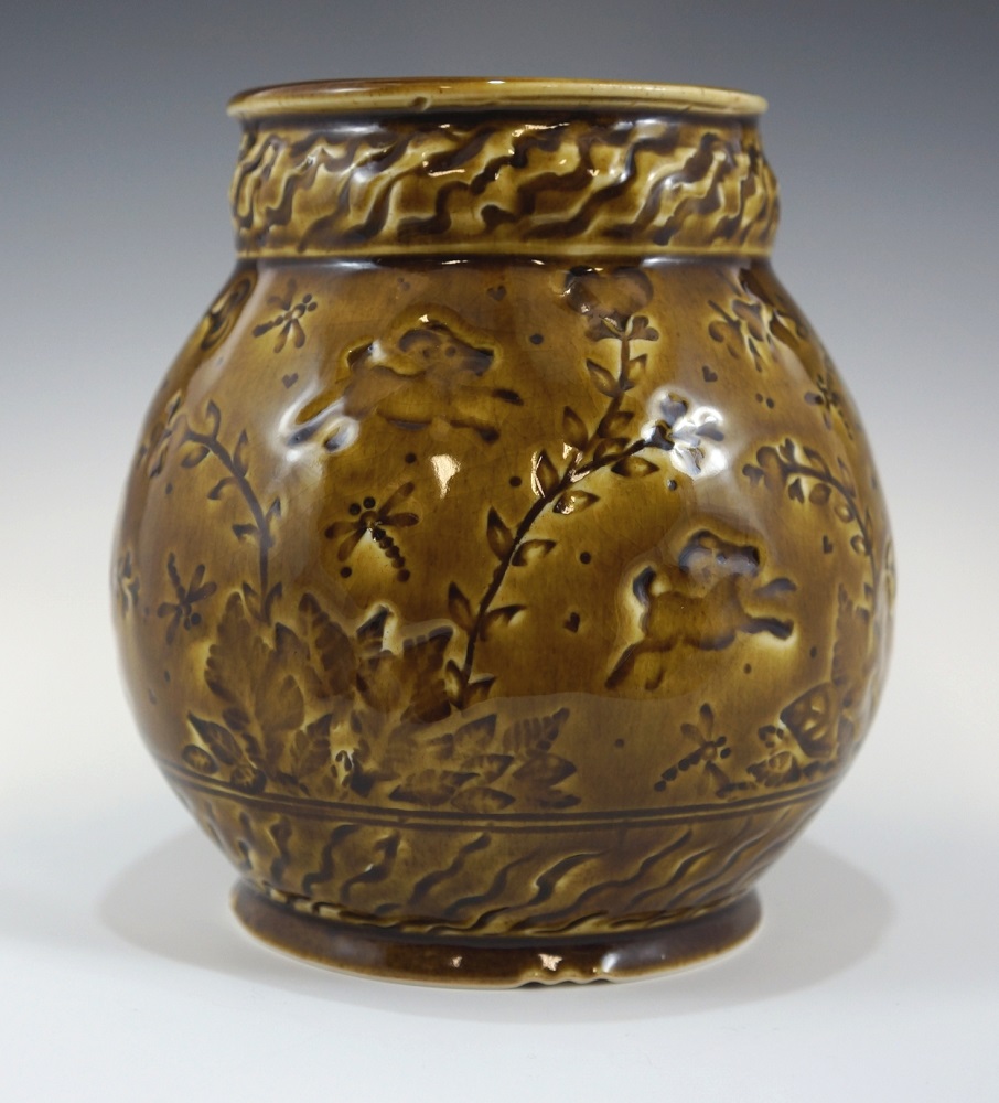 Vase, Goats, Brown Glaze by Phil Fishwick