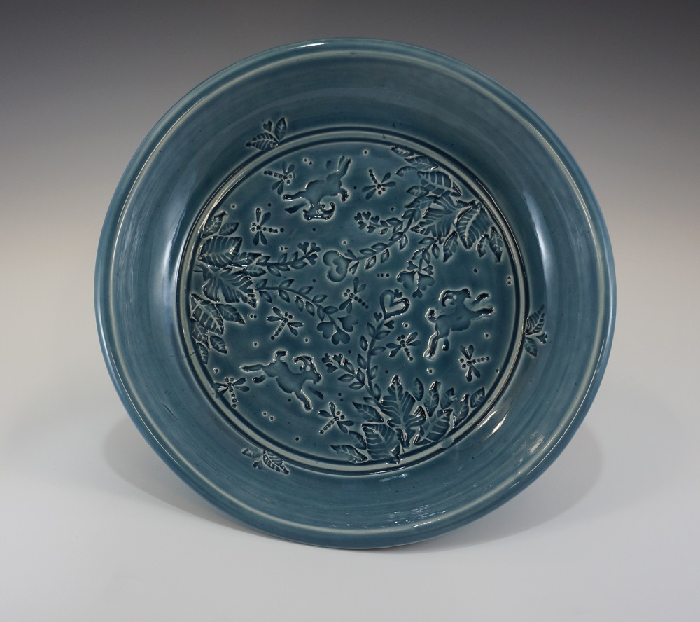 Plate, Goats, Blue Glaze by Phil Fishwick