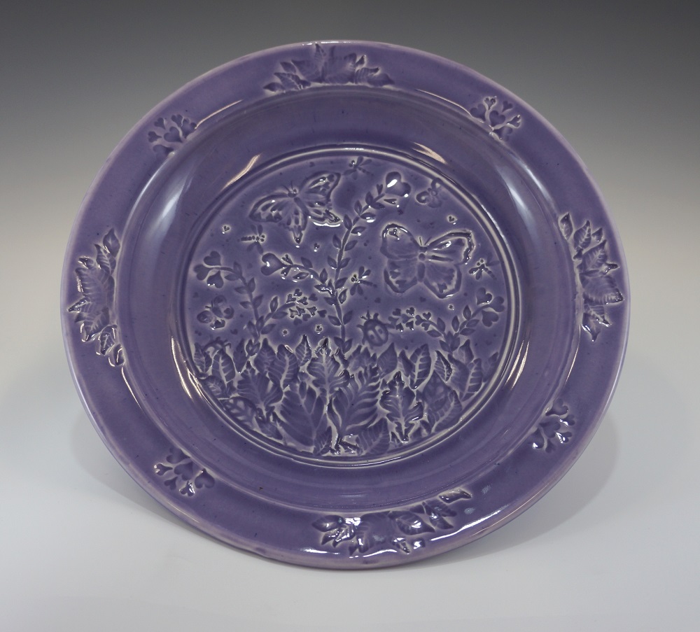 Plate, Butterflies, Purple Glaze by Phil Fishwick