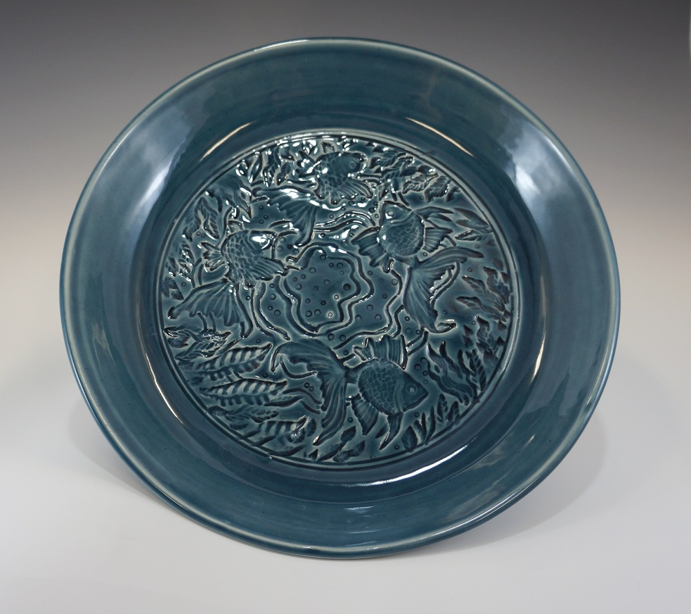 Plate, Fish, Blue Glaze by Phil Fishwick