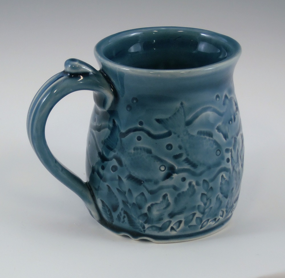 Mug, Fish, Blue Glaze by Phil Fishwick