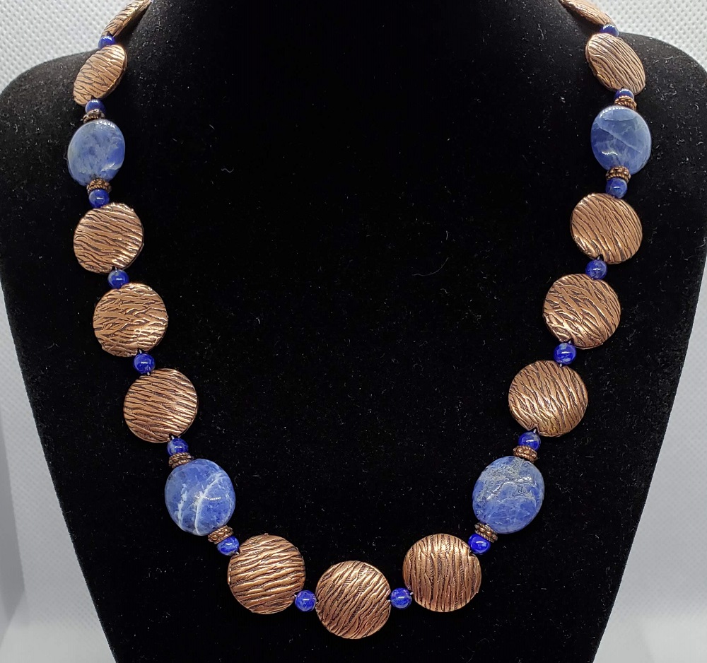 Copper and Sodalite Pendant by Gabrielle Taylor