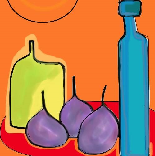 Tile #36: Wine and Figs (w/ easel) by Helvi Smith