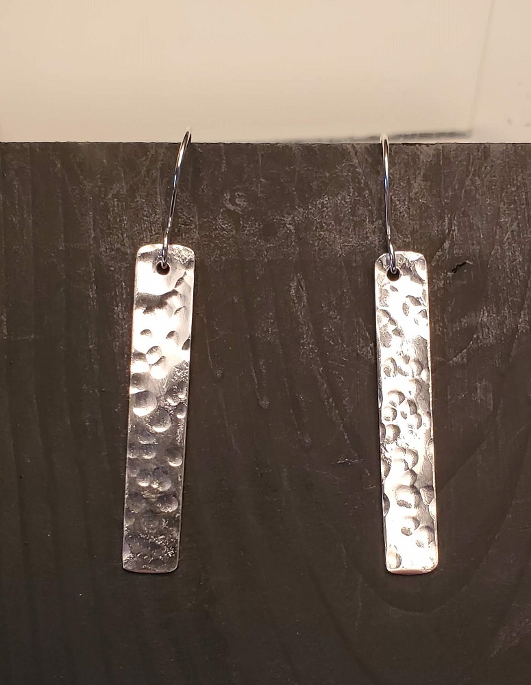Sterling Silver hand hammered earrings (TOFAJ18) by Steve and Calisse Browne, Metal Memories