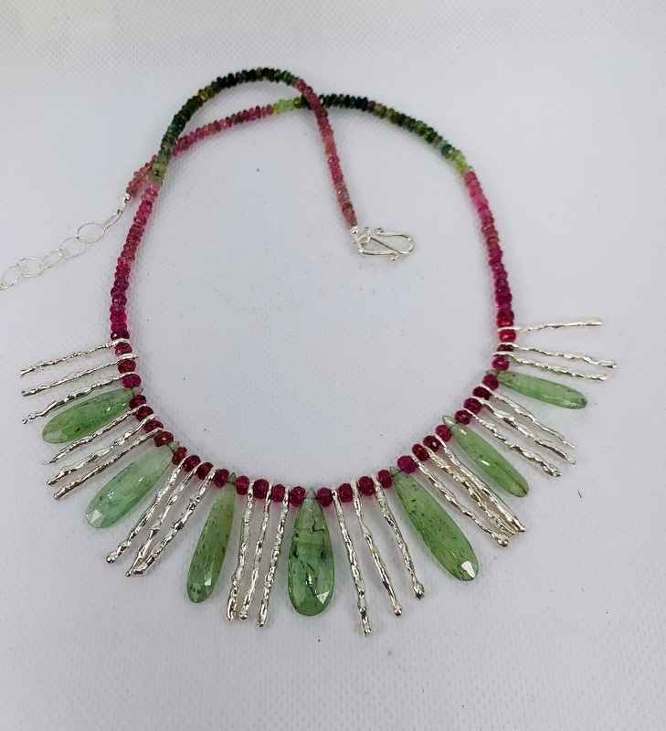 Green Kyanite and Pink Tourmaline Necklace by Gabrielle Taylor