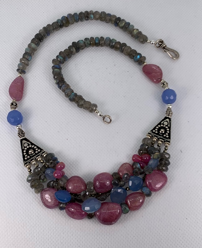 Pink Sapphires and Labradorite Necklace by Gabrielle Taylor