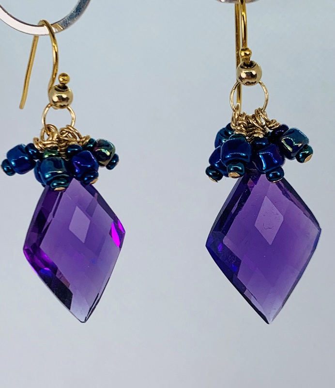 Amethyst and Gold Earrings by Gabrielle Taylor