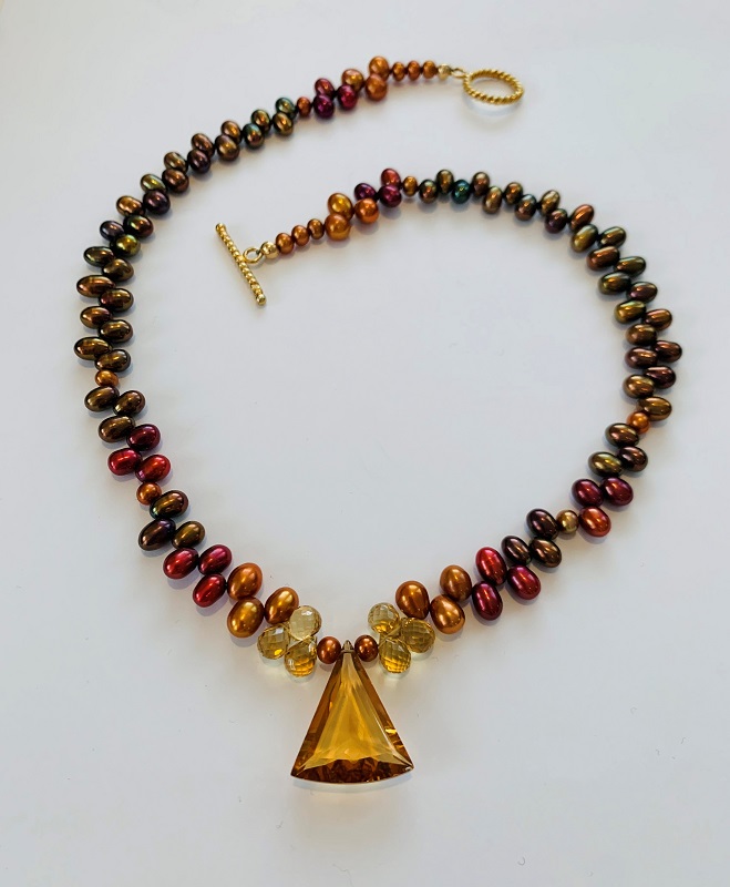 Citrine and Autumn Pearls Necklace by Gabrielle Taylor