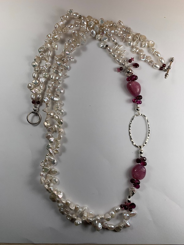 2-Strand Pearls with Gemstones Necklace by Gabrielle Taylor