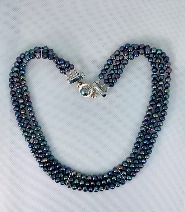 3-Strand Peacock Pearls Necklace by Gabrielle Taylor