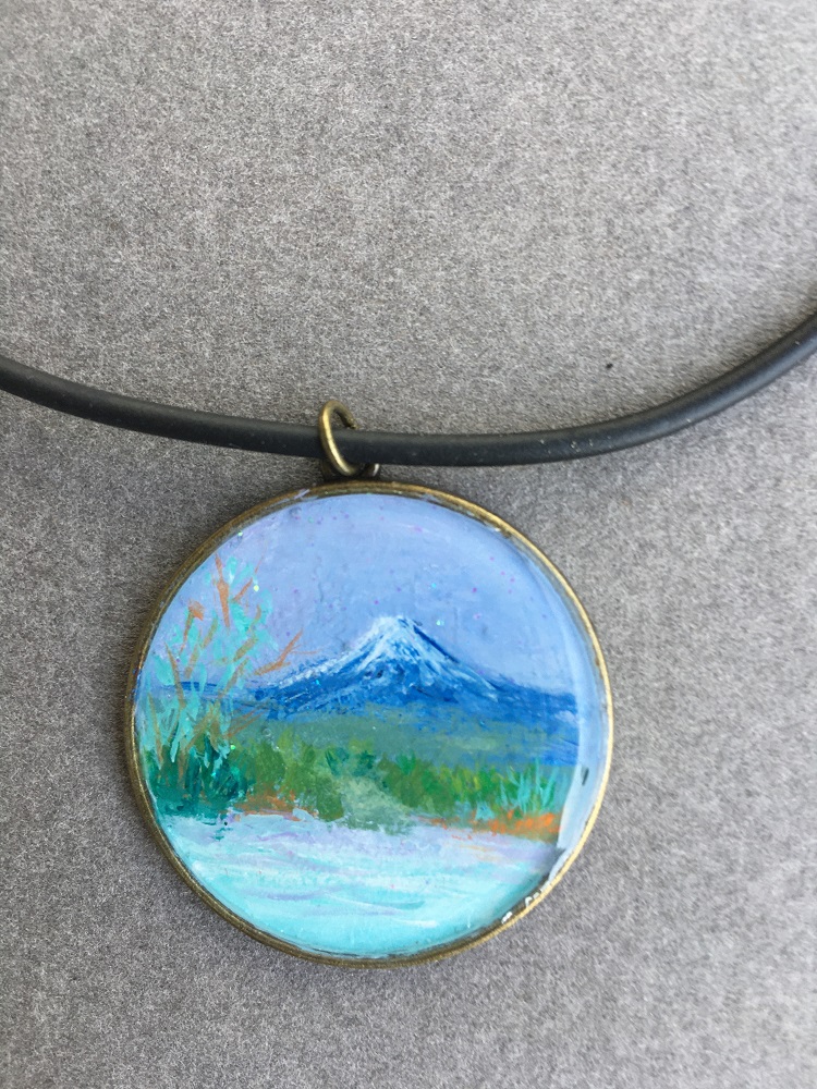 Guardian of the Lake painting-necklace by Susan Grace Branch