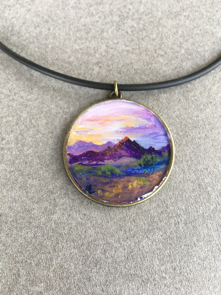 Dawning of the Day painting-necklace by Susan Grace Branch