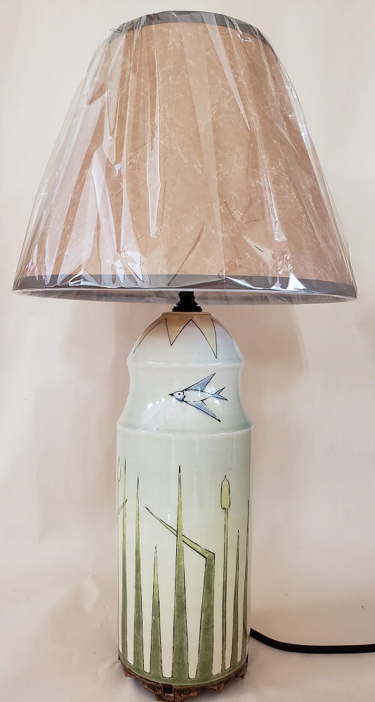 Lamp: Bearded House Martins by Kelly and Pamela Donaldson, Cross Creek Clay
