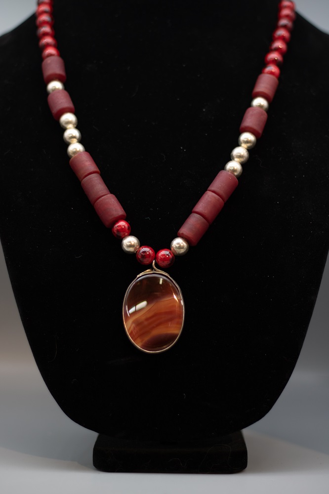 Necklace - Brazilian Agate in Sterling Silver Bezel Pendant by Gerry and Melissa Rasch, GMR Creates