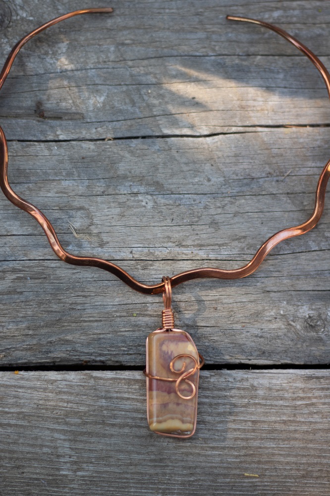 Necklace - Copper Wire-Wrapped Rhyolite Jasper by Gerry and Melissa Rasch, GMR Creates