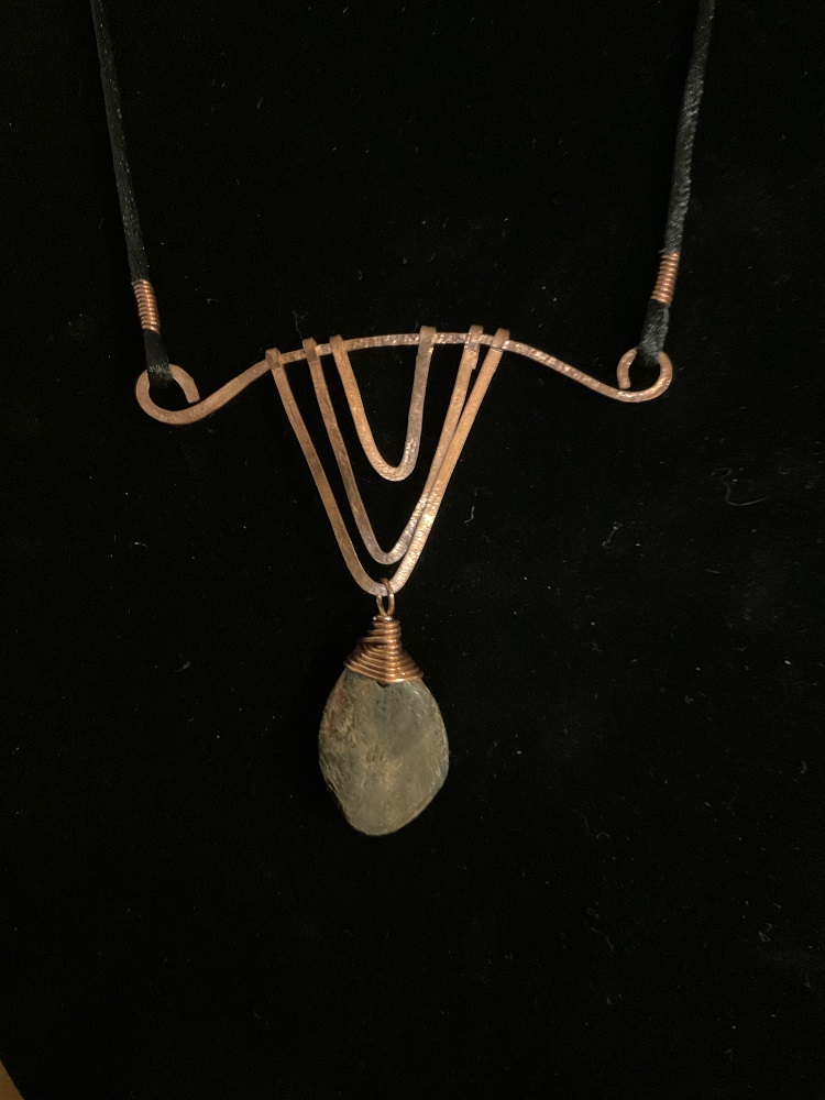 Necklace - Hammered Copper w/ Stone Pendant by Gerry and Melissa Rasch, GMR Creates