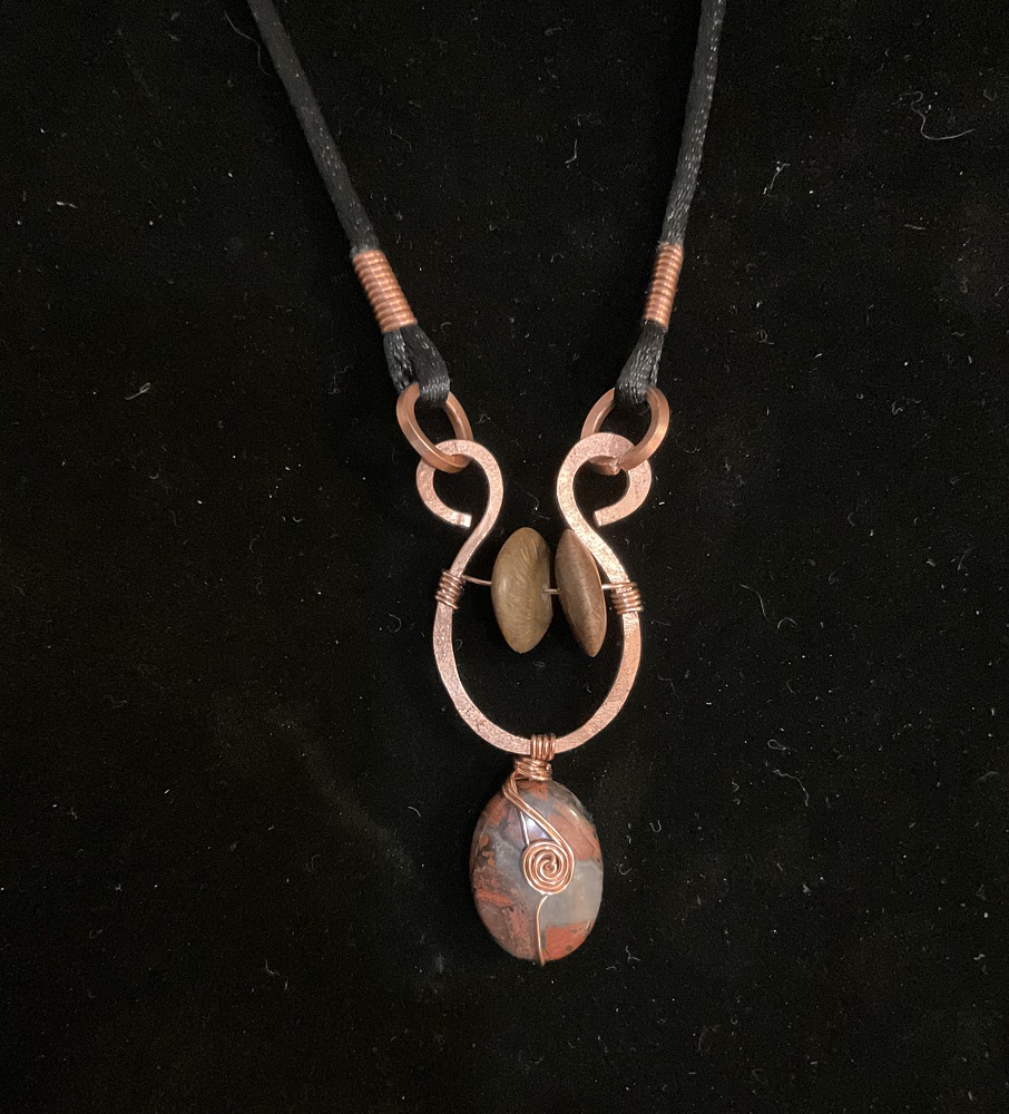 Necklace - Copper wire wrap w/ Jasper Agate/Copper Pendant by Gerry and Melissa Rasch, GMR Creates