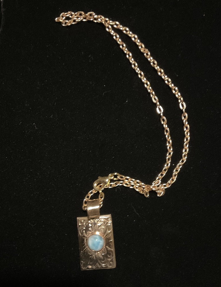 Necklace - Larimar PMC Bronze Pendant by Gerry and Melissa Rasch, GMR Creates