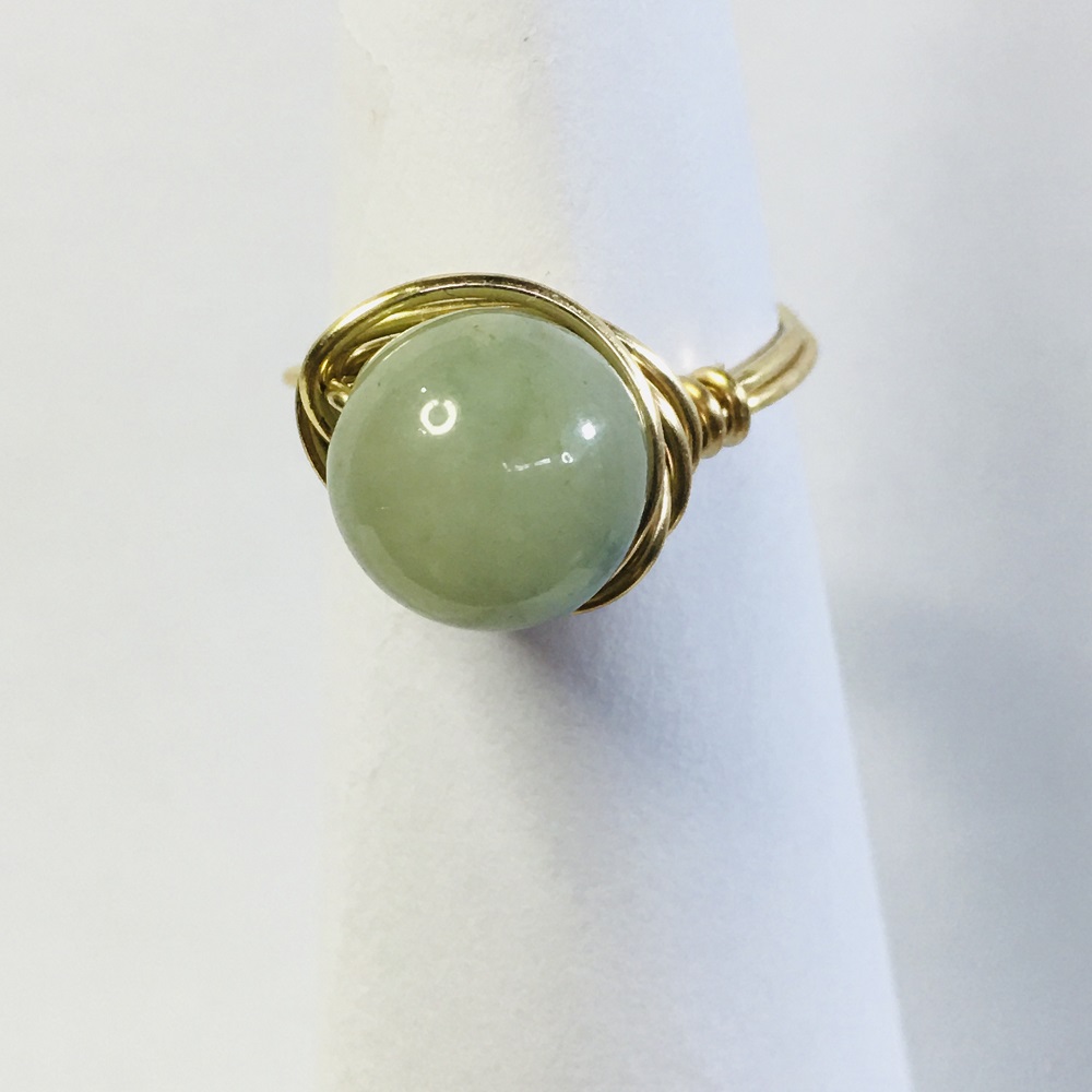 Ring - Gold Wire-Wrapped, Jade by Susan Grace Branch
