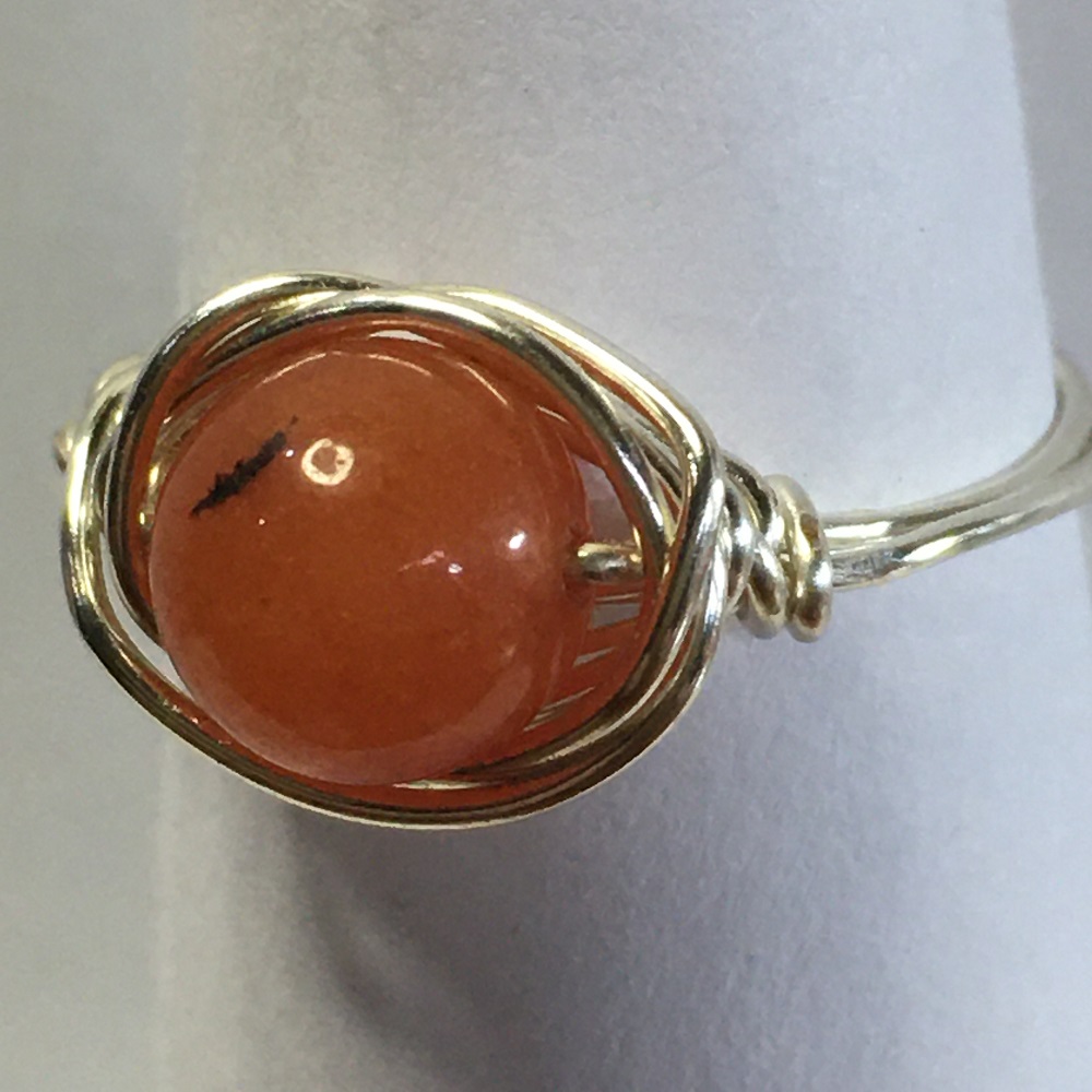 Ring - Silver Wire-Wrapped, Caramel Quartz by Susan Grace Branch